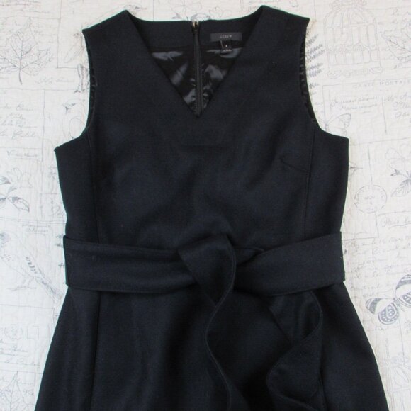 RARE EUC $168 J CREW V-neck sheath dress double-serge wool Black G8357 WOMENS  6 - Picture 4 of 8